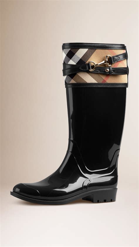 burberry house check buckle detail rain boots|burberry rain boots.